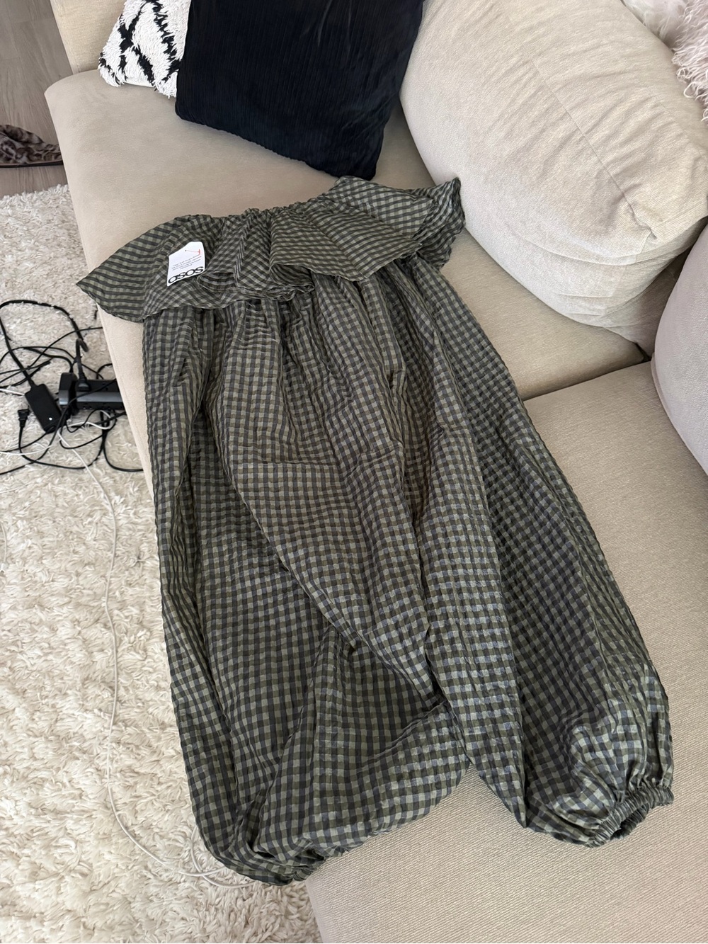 ASOS Balloon Pants with Skirt Overlay in Gingham - Picture 2 of 5